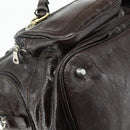 Chloe Betty Hand Bag Patent leather Brown Gold Silver Auth 176978A-13