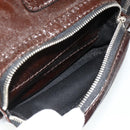 Chloe Betty Hand Bag Patent leather Brown Gold Silver Auth 176978A-21