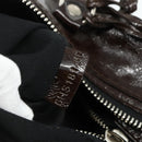 Chloe Betty Hand Bag Patent leather Brown Gold Silver Auth 176978A-23