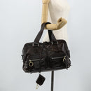 Chloe Betty Hand Bag Patent leather Brown Gold Silver Auth 176978A-27