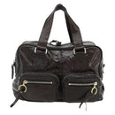 Chloe Betty Hand Bag Patent leather Brown Gold Silver Auth 176978A-3