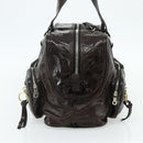 Chloe Betty Hand Bag Patent leather Brown Gold Silver Auth 176978A-4