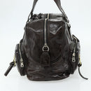 Chloe Betty Hand Bag Patent leather Brown Gold Silver Auth 176978A-5