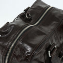 Chloe Betty Hand Bag Patent leather Brown Gold Silver Auth 176978A-6