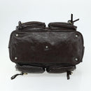 Chloe Betty Hand Bag Patent leather Brown Gold Silver Auth 176978A-9