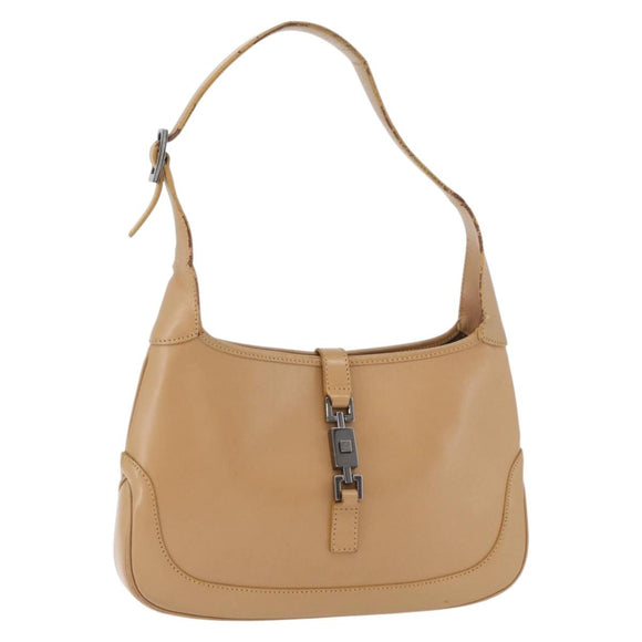GUCCI Jackie Shoulder Bag Leather Beige Silver 001 3735 Auth 176991