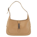 GUCCI Jackie Shoulder Bag Leather Beige Silver 001 3735 Auth 176991-13