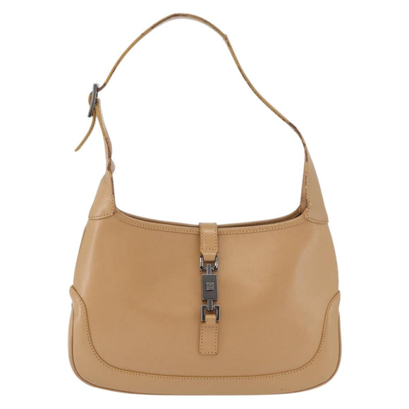 GUCCI Jackie Shoulder Bag Leather Beige Silver 001 3735 Auth 176991
