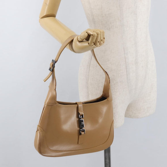 GUCCI Jackie Shoulder Bag Leather Beige Silver 001 3735 Auth 176991