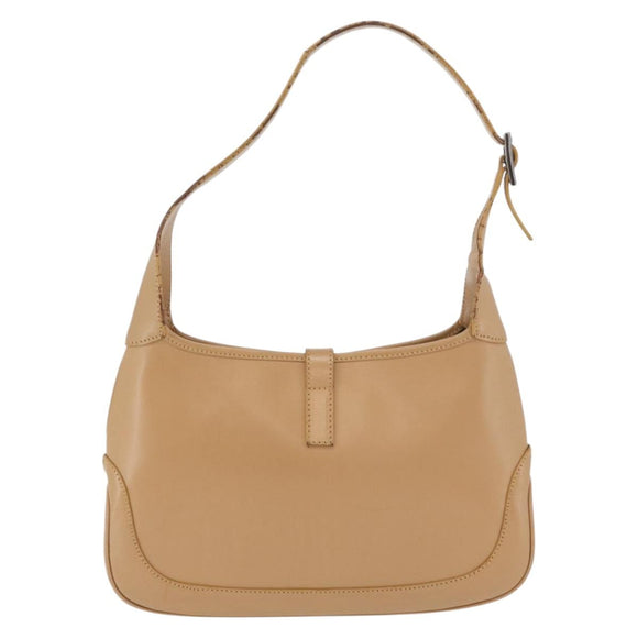 GUCCI Jackie Shoulder Bag Leather Beige Silver 001 3735 Auth 176991
