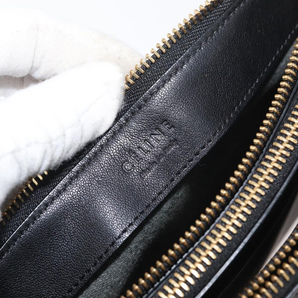 CELINE Trio Shoulder Bag Leather Black Gold Auth 176992A