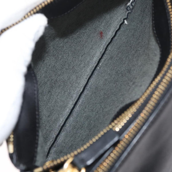 CELINE Trio Shoulder Bag Leather Black Gold Auth 176992A