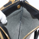CELINE Trio Shoulder Bag Leather Black Gold Auth 176992A-19