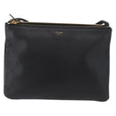 CELINE Trio Shoulder Bag Leather Black Gold Auth 176992A-2