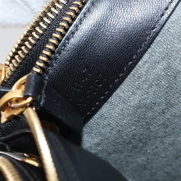 CELINE Trio Shoulder Bag Leather Black Gold Auth 176992A