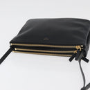 CELINE Trio Shoulder Bag Leather Black Gold Auth 176992A-6