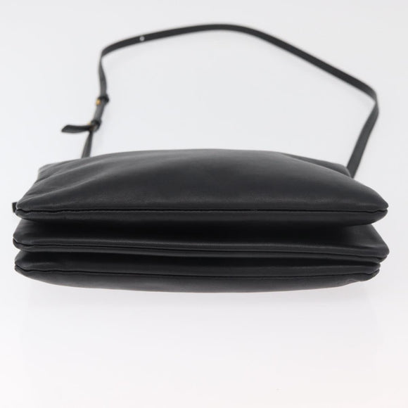 CELINE Trio Shoulder Bag Leather Black Gold Auth 176992A