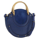 Chloe Pixy Shoulder Bag Leather Blue Gold Auth 176993A-1