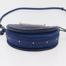 Chloe Pixy Shoulder Bag Leather Blue Gold Auth 176993A-11