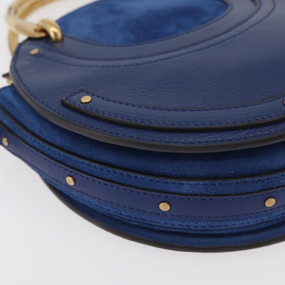 Chloe Pixy Shoulder Bag Leather Blue Gold Auth 176993A