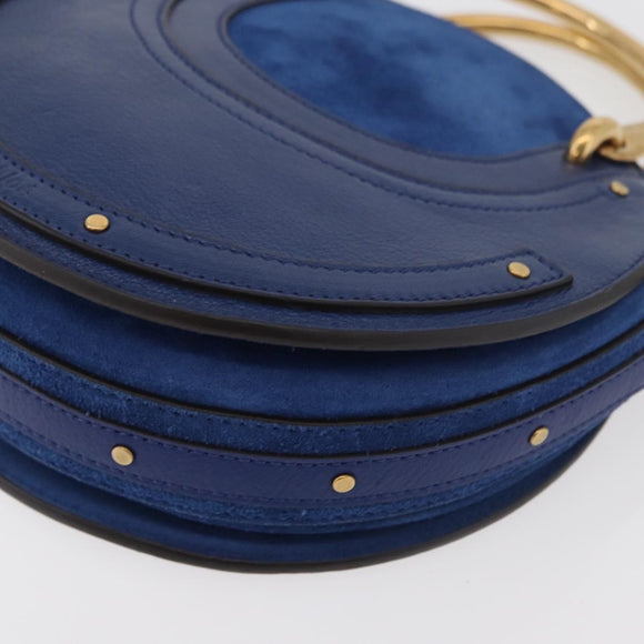 Chloe Pixy Shoulder Bag Leather Blue Gold Auth 176993A