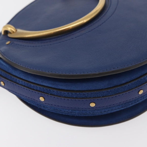 Chloe Pixy Shoulder Bag Leather Blue Gold Auth 176993A