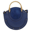 Chloe Pixy Shoulder Bag Leather Blue Gold Auth 176993A-2