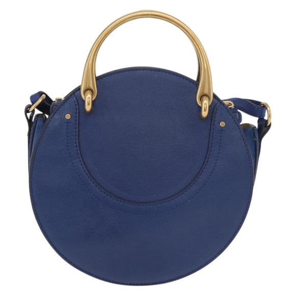 Chloe Pixy Shoulder Bag Leather Blue Gold Auth 176993A