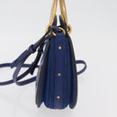 Chloe Pixy Shoulder Bag Leather Blue Gold Auth 176993A-4