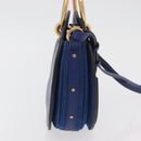 Chloe Pixy Shoulder Bag Leather Blue Gold Auth 176993A-5