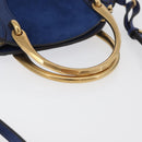 Chloe Pixy Shoulder Bag Leather Blue Gold Auth 176993A-7