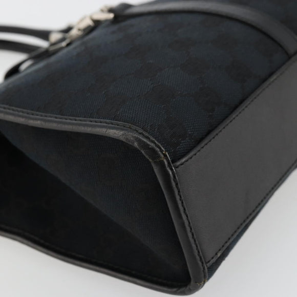 GUCCI GG Canvas Jackie Hand Bag Black Silver 002 1065 Auth 176994