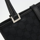 GUCCI GG Canvas Jackie Hand Bag Black Silver 002 1065 Auth 176994-10
