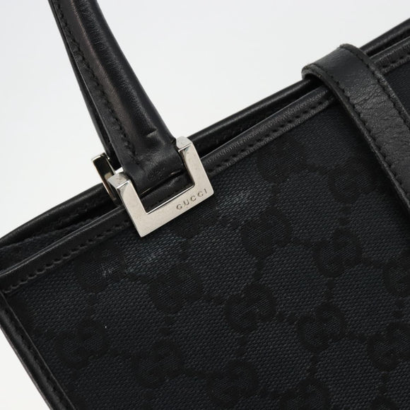 GUCCI GG Canvas Jackie Hand Bag Black Silver 002 1065 Auth 176994