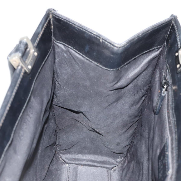 GUCCI GG Canvas Jackie Hand Bag Black Silver 002 1065 Auth 176994