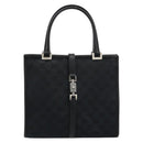 GUCCI GG Canvas Jackie Hand Bag Black Silver 002 1065 Auth 176994-13