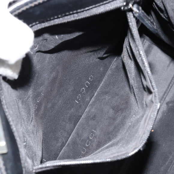 GUCCI GG Canvas Jackie Hand Bag Black Silver 002 1065 Auth 176994