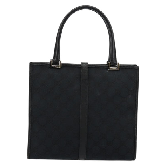 GUCCI GG Canvas Jackie Hand Bag Black Silver 002 1065 Auth 176994