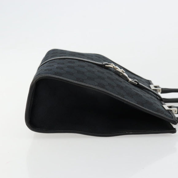 GUCCI GG Canvas Jackie Hand Bag Black Silver 002 1065 Auth 176994
