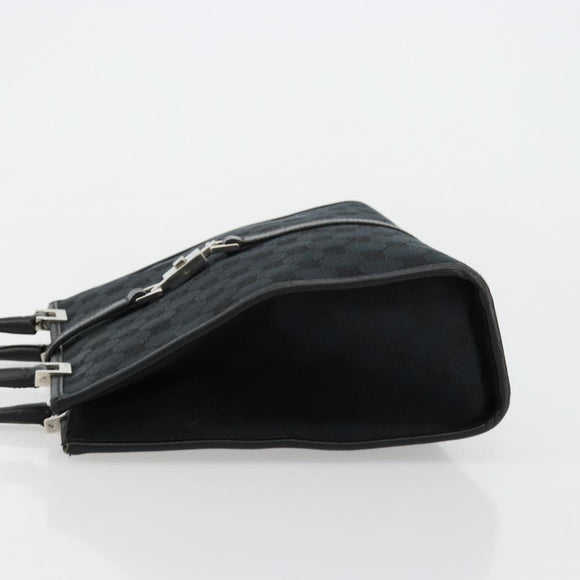 GUCCI GG Canvas Jackie Hand Bag Black Silver 002 1065 Auth 176994