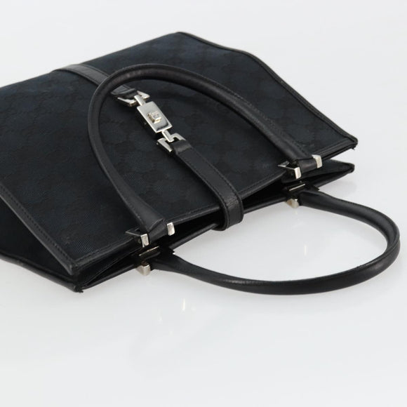 GUCCI GG Canvas Jackie Hand Bag Black Silver 002 1065 Auth 176994