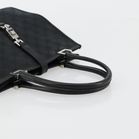 GUCCI GG Canvas Jackie Hand Bag Black Silver 002 1065 Auth 176994