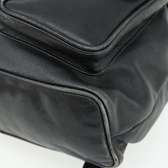 GUCCI Bamboo Backpack Leather Black Gold Auth 176996