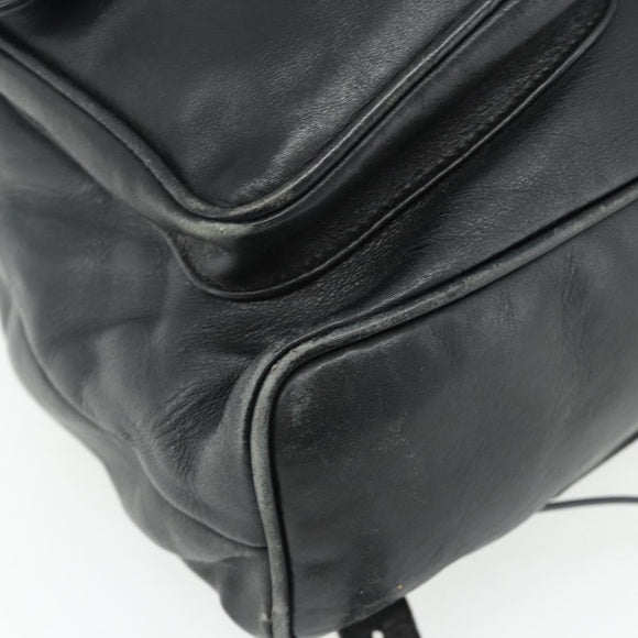 GUCCI Bamboo Backpack Leather Black Gold Auth 176996