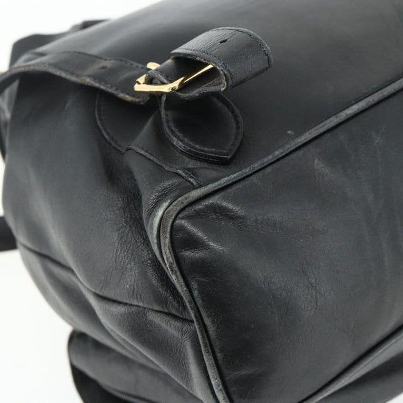 GUCCI Bamboo Backpack Leather Black Gold Auth 176996
