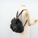 GUCCI Bamboo Backpack Leather Black Gold Auth 176996-26