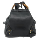 GUCCI Bamboo Backpack Leather Black Gold Auth 176996-2
