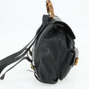 GUCCI Bamboo Backpack Leather Black Gold Auth 176996-3