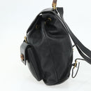 GUCCI Bamboo Backpack Leather Black Gold Auth 176996-4