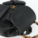 GUCCI Bamboo Backpack Leather Black Gold Auth 176996-6